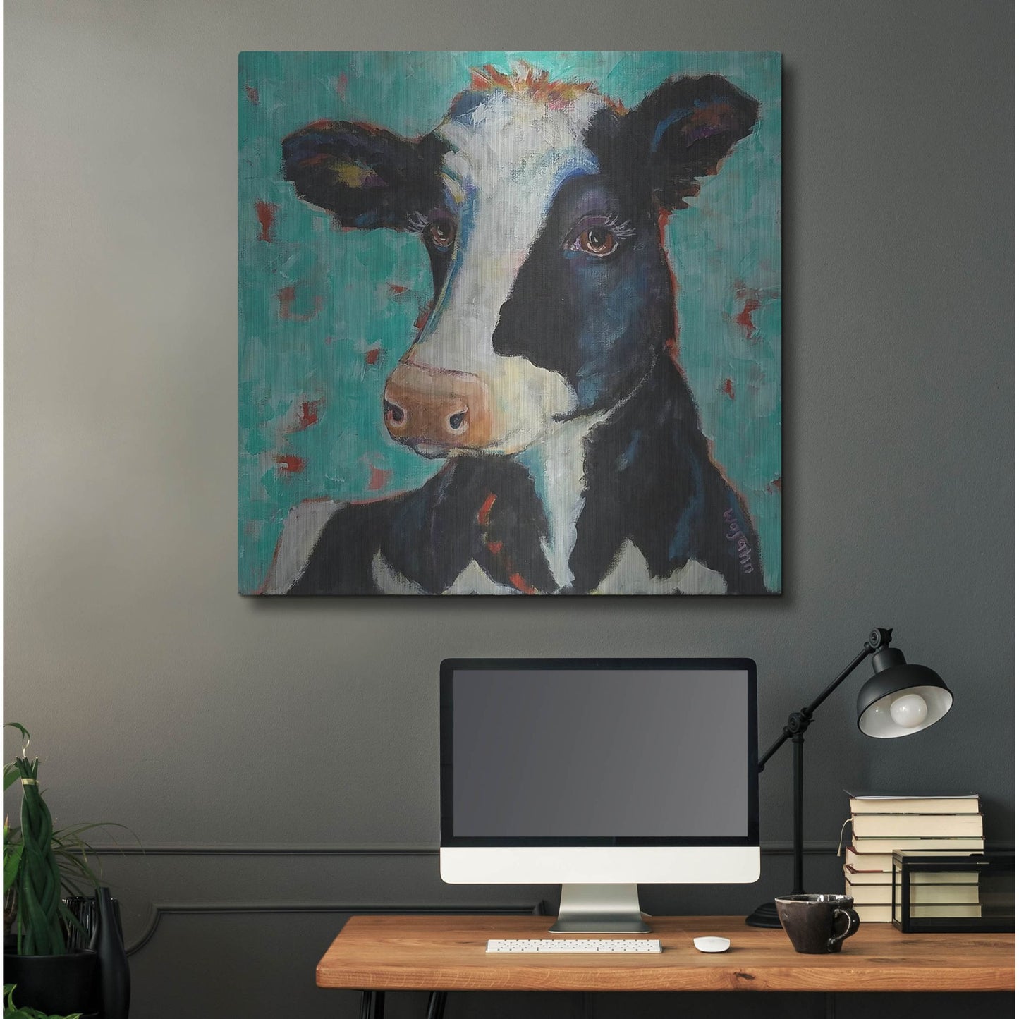 Luxe Metal Art 'Looking for Jersey Milk' by Holly Wojhan, Metal Wall Art,36x36