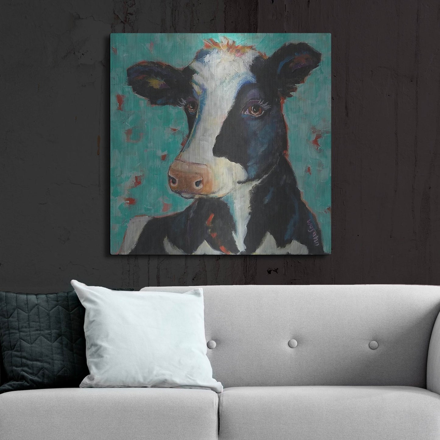 Luxe Metal Art 'Looking for Jersey Milk' by Holly Wojhan, Metal Wall Art,36x36
