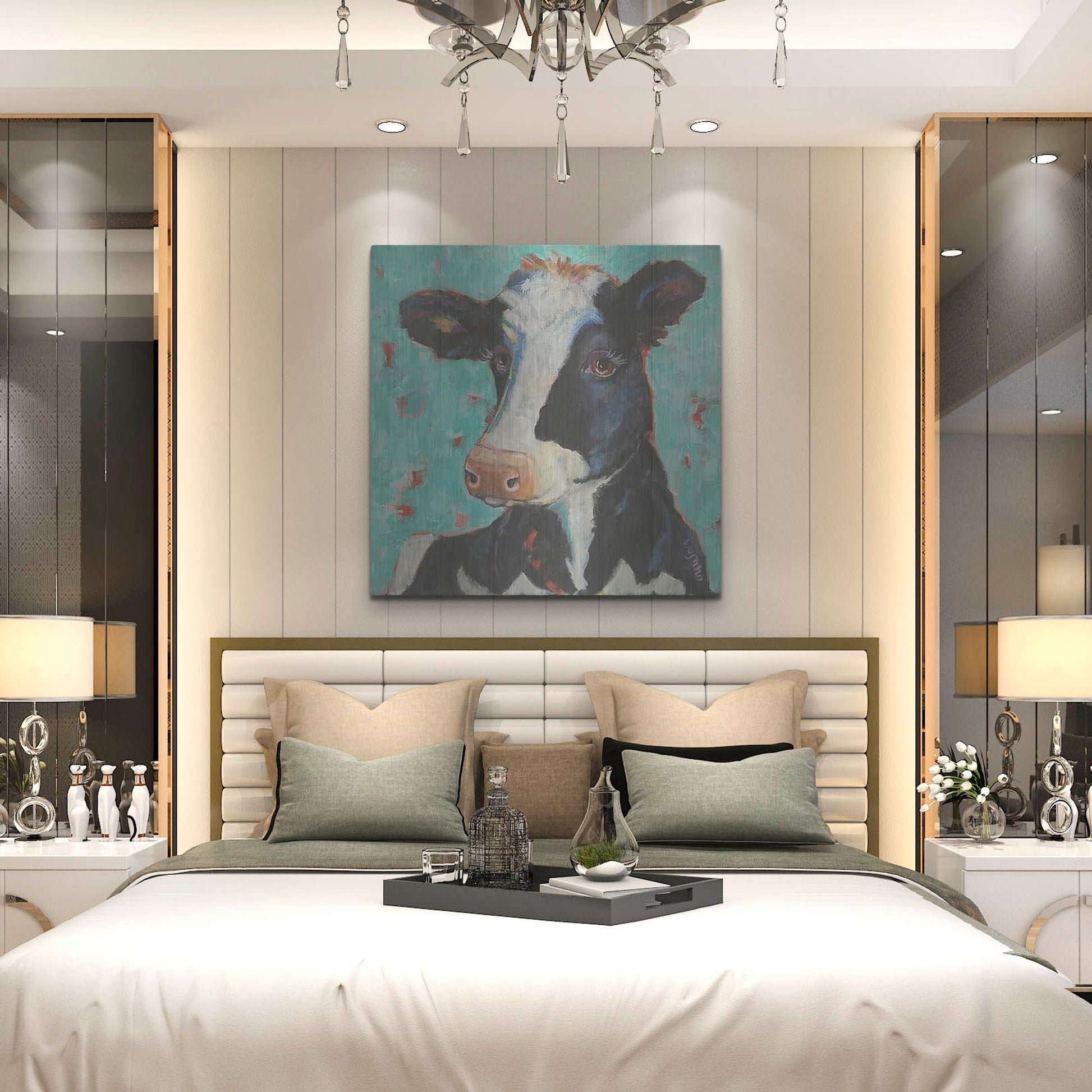 Luxe Metal Art 'Looking for Jersey Milk' by Holly Wojhan, Metal Wall Art,36x36