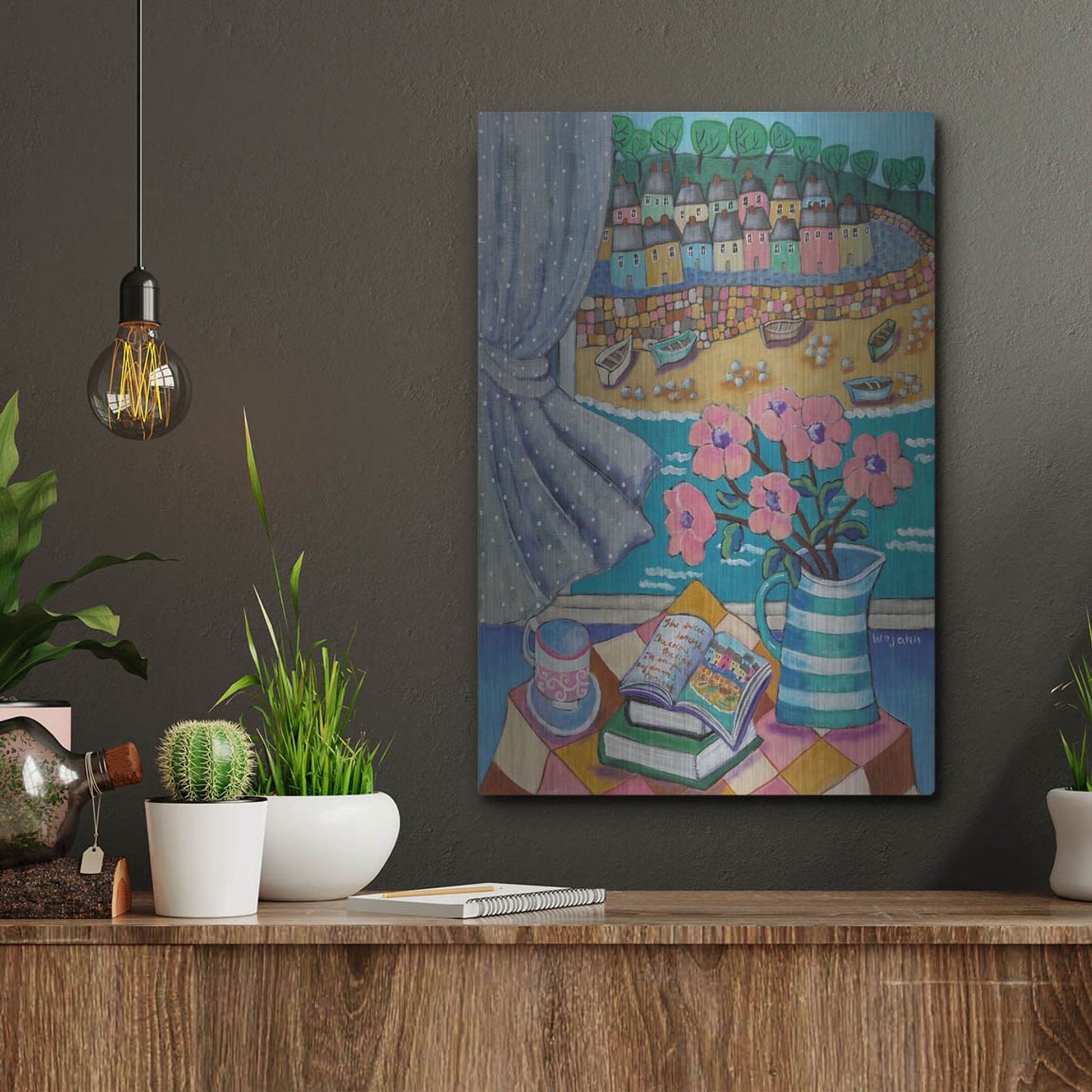 Luxe Metal Art 'An Artist View of Cornwall' by Holly Wojhan, Metal Wall Art,12x16