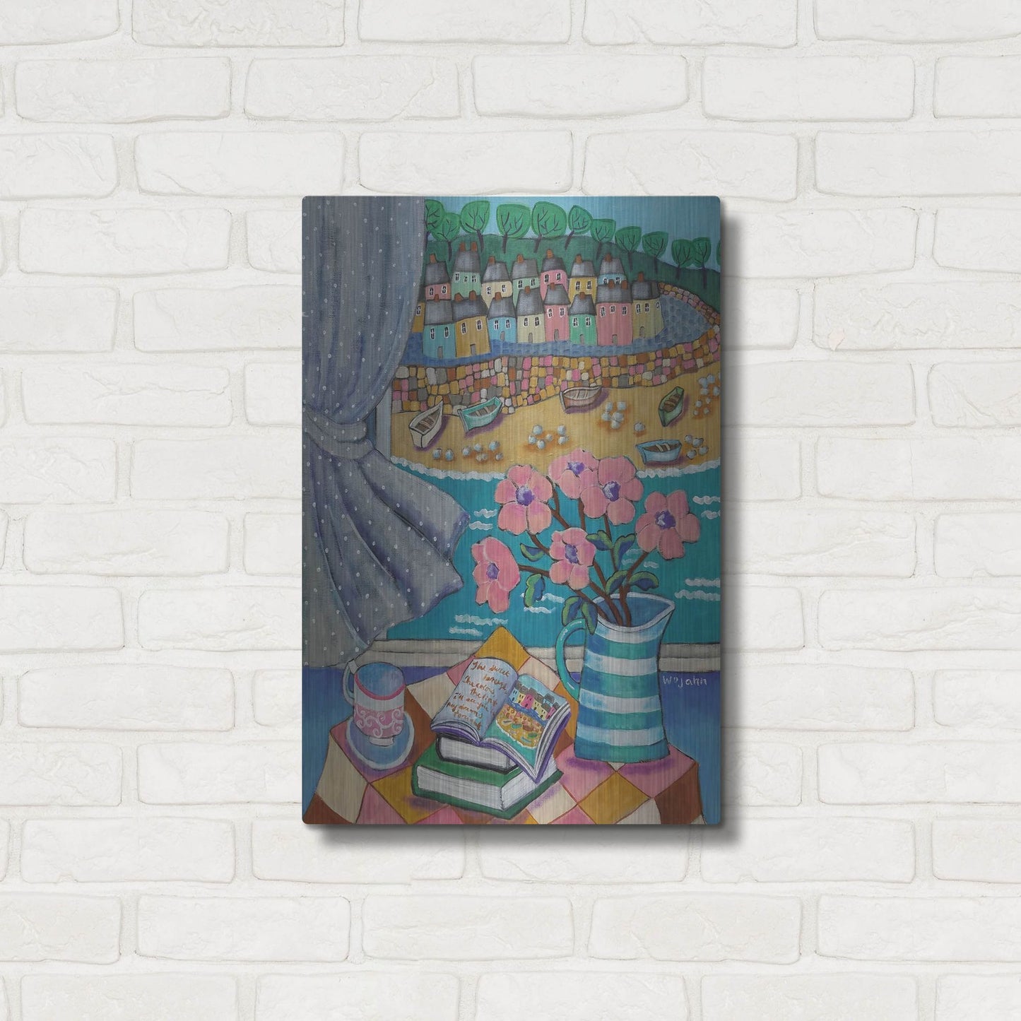 Luxe Metal Art 'An Artist View of Cornwall' by Holly Wojhan, Metal Wall Art,16x24