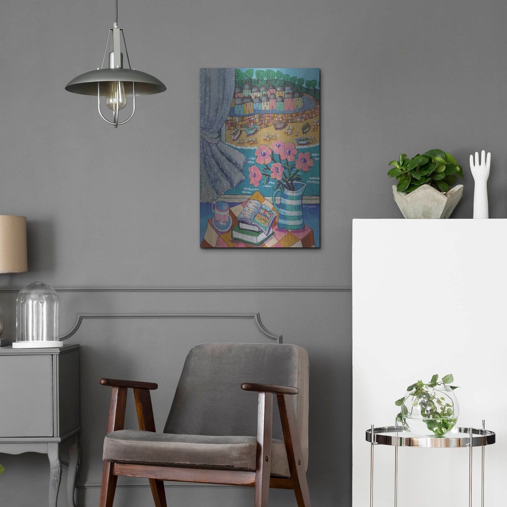 Luxe Metal Art 'An Artist View of Cornwall' by Holly Wojhan, Metal Wall Art,16x24