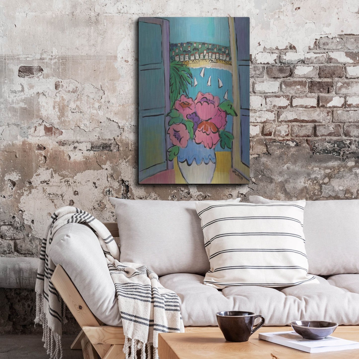 Luxe Metal Art 'Flowers at the Window' by Holly Wojhan, Metal Wall Art,24x36