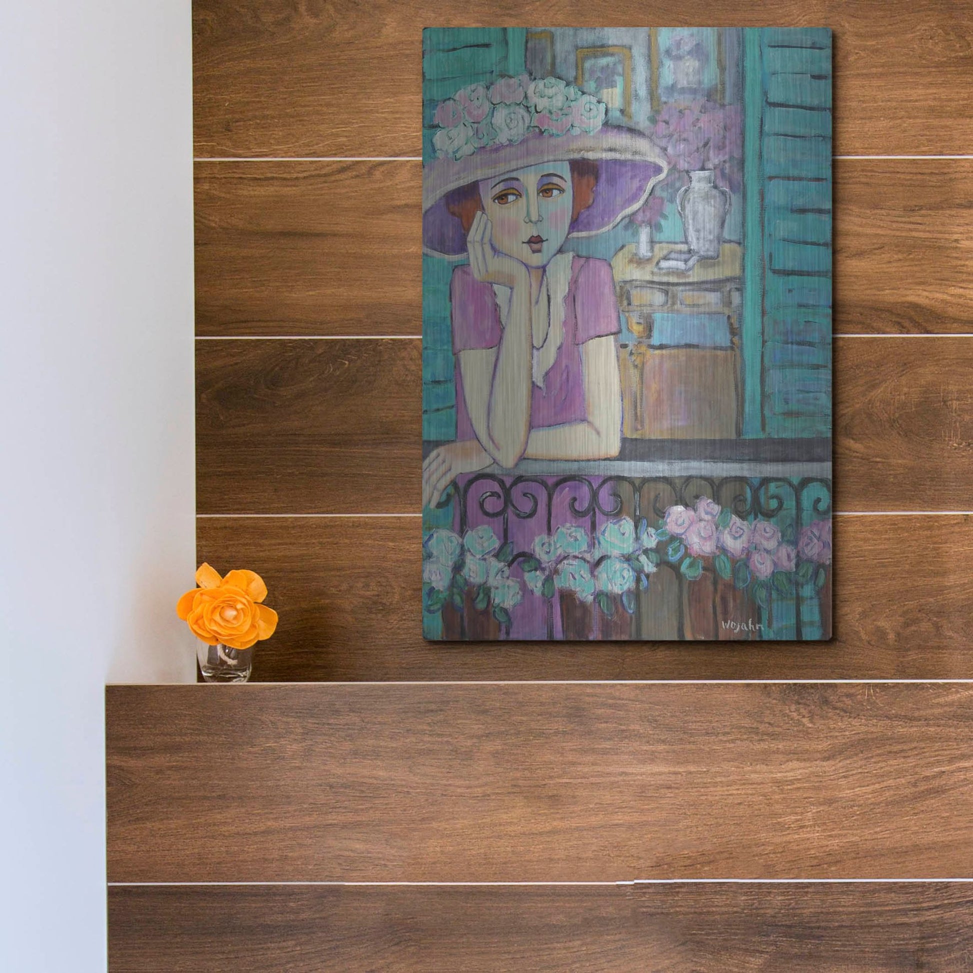 Luxe Metal Art 'Le Balcon' by Holly Wojhan, Metal Wall Art,12x16