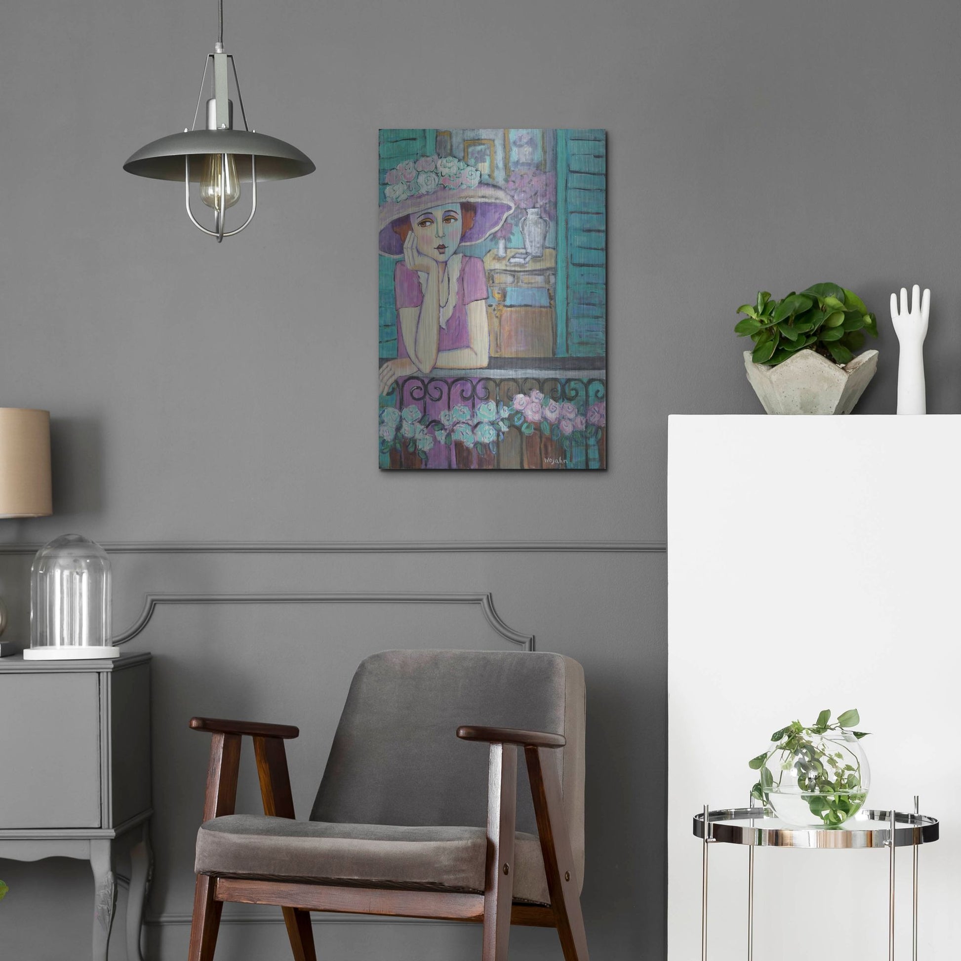 Luxe Metal Art 'Le Balcon' by Holly Wojhan, Metal Wall Art,16x24