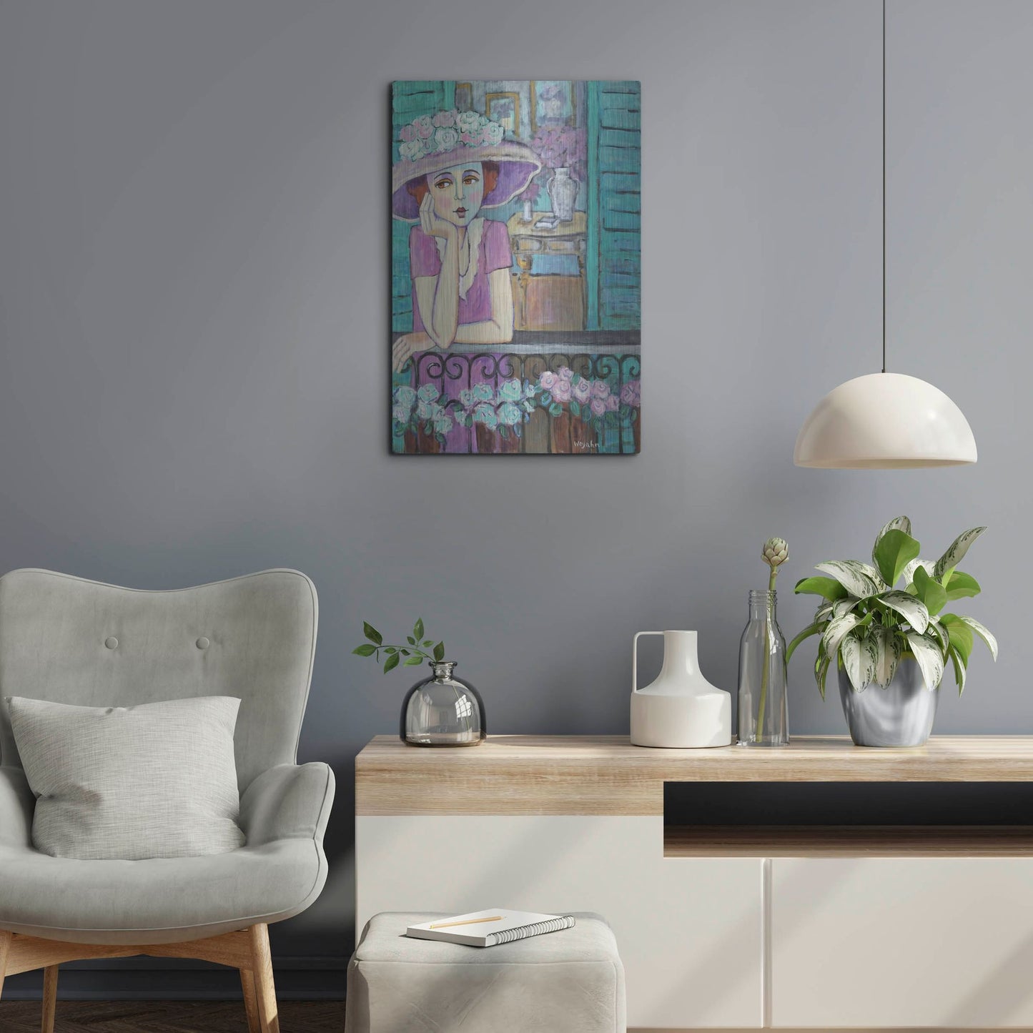 Luxe Metal Art 'Le Balcon' by Holly Wojhan, Metal Wall Art,16x24