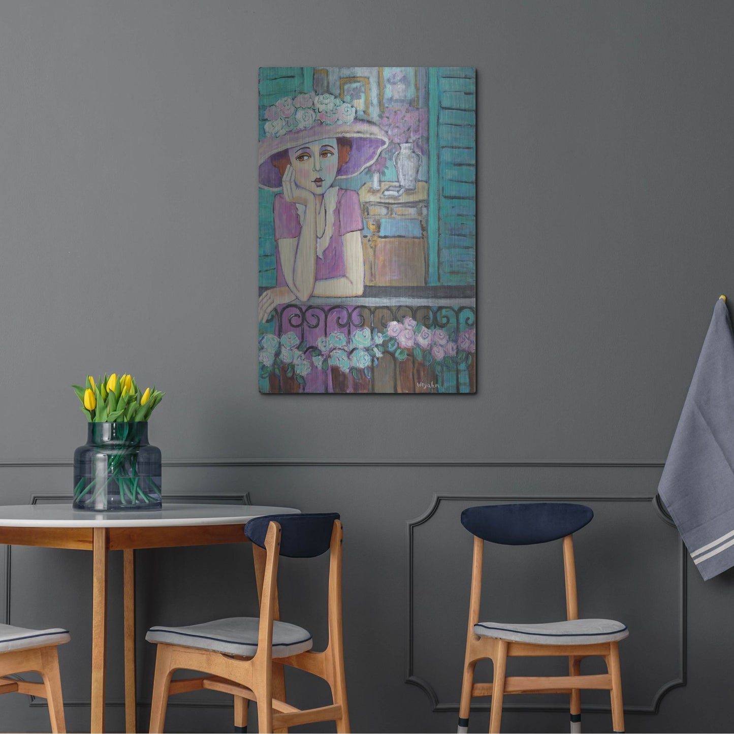 Luxe Metal Art 'Le Balcon' by Holly Wojhan, Metal Wall Art,24x36