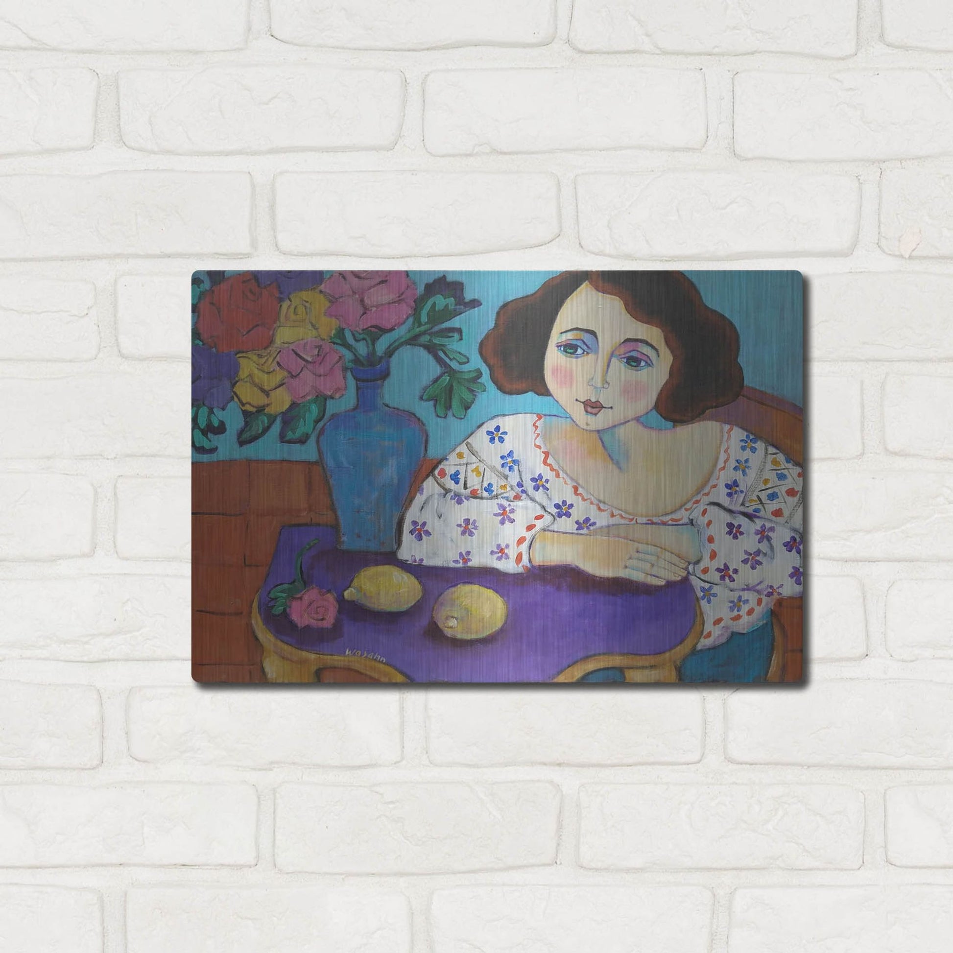 Luxe Metal Art 'Matisse Muse' by Holly Wojhan, Metal Wall Art,16x12