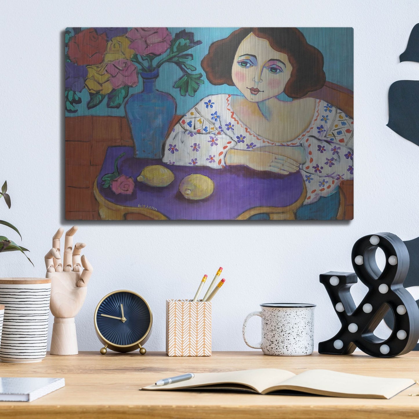 Luxe Metal Art 'Matisse Muse' by Holly Wojhan, Metal Wall Art,16x12