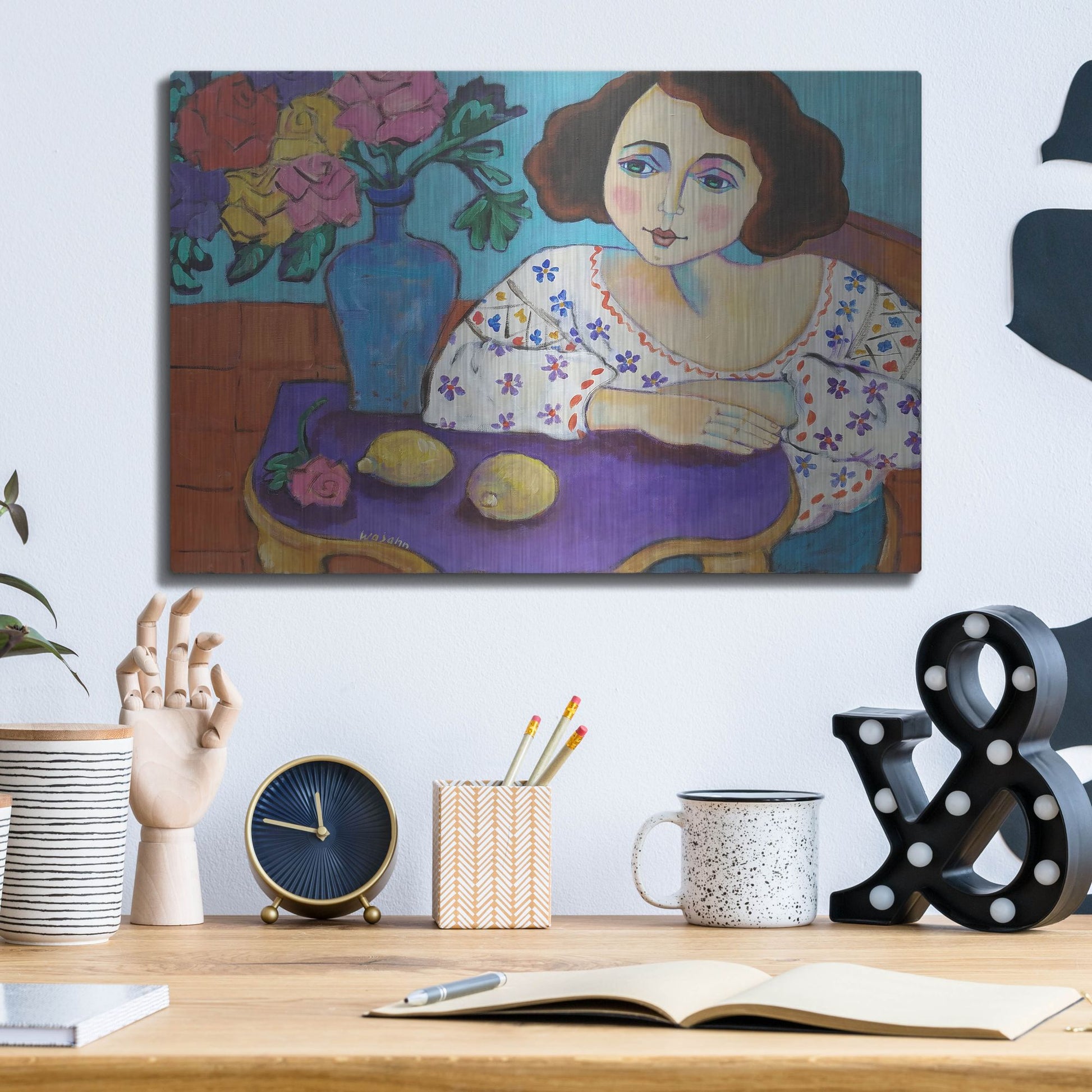 Luxe Metal Art 'Matisse Muse' by Holly Wojhan, Metal Wall Art,16x12