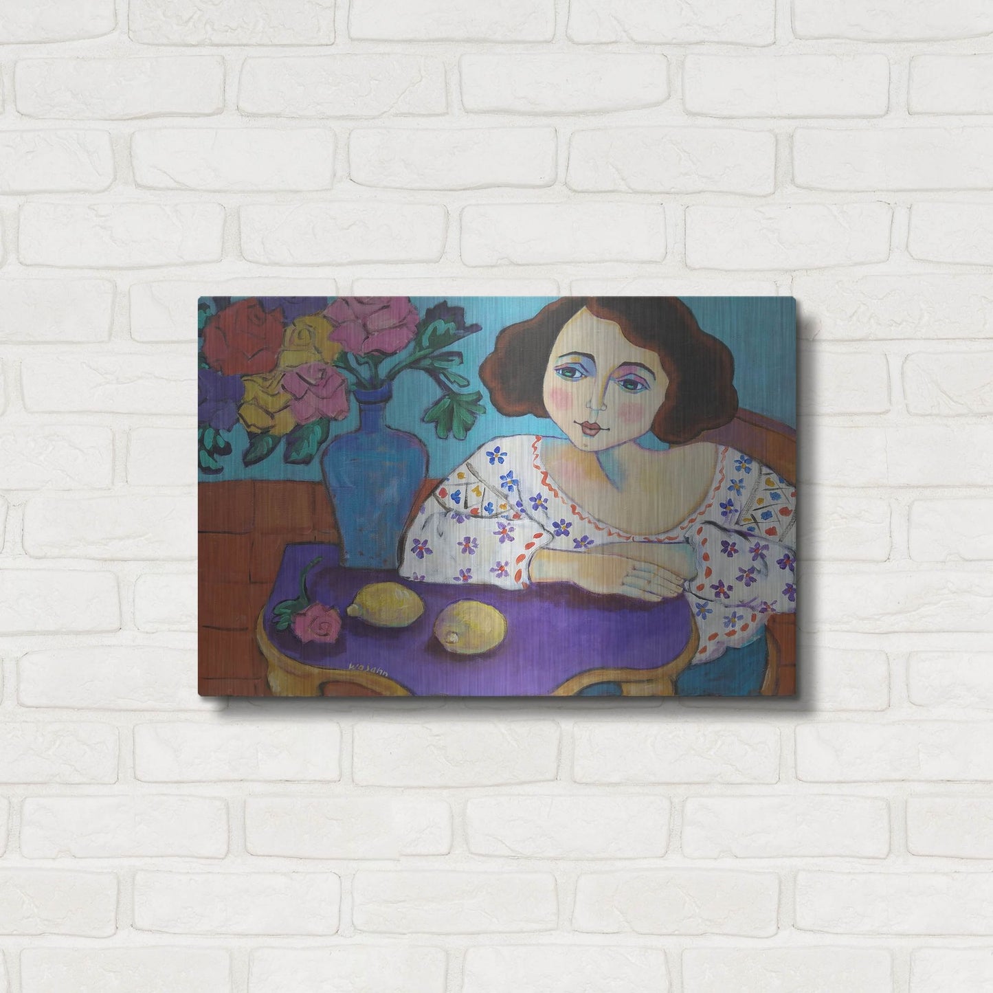 Luxe Metal Art 'Matisse Muse' by Holly Wojhan, Metal Wall Art,24x16