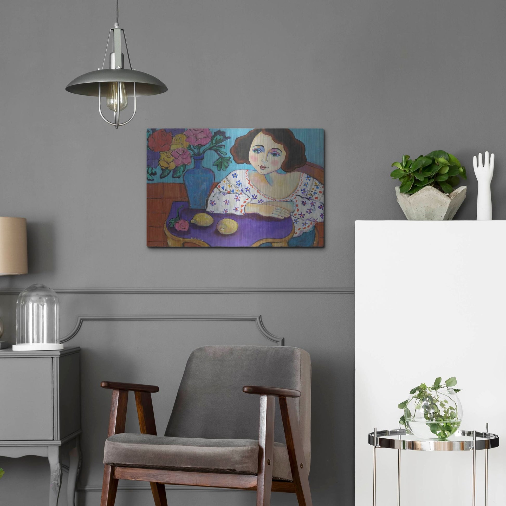 Luxe Metal Art 'Matisse Muse' by Holly Wojhan, Metal Wall Art,24x16