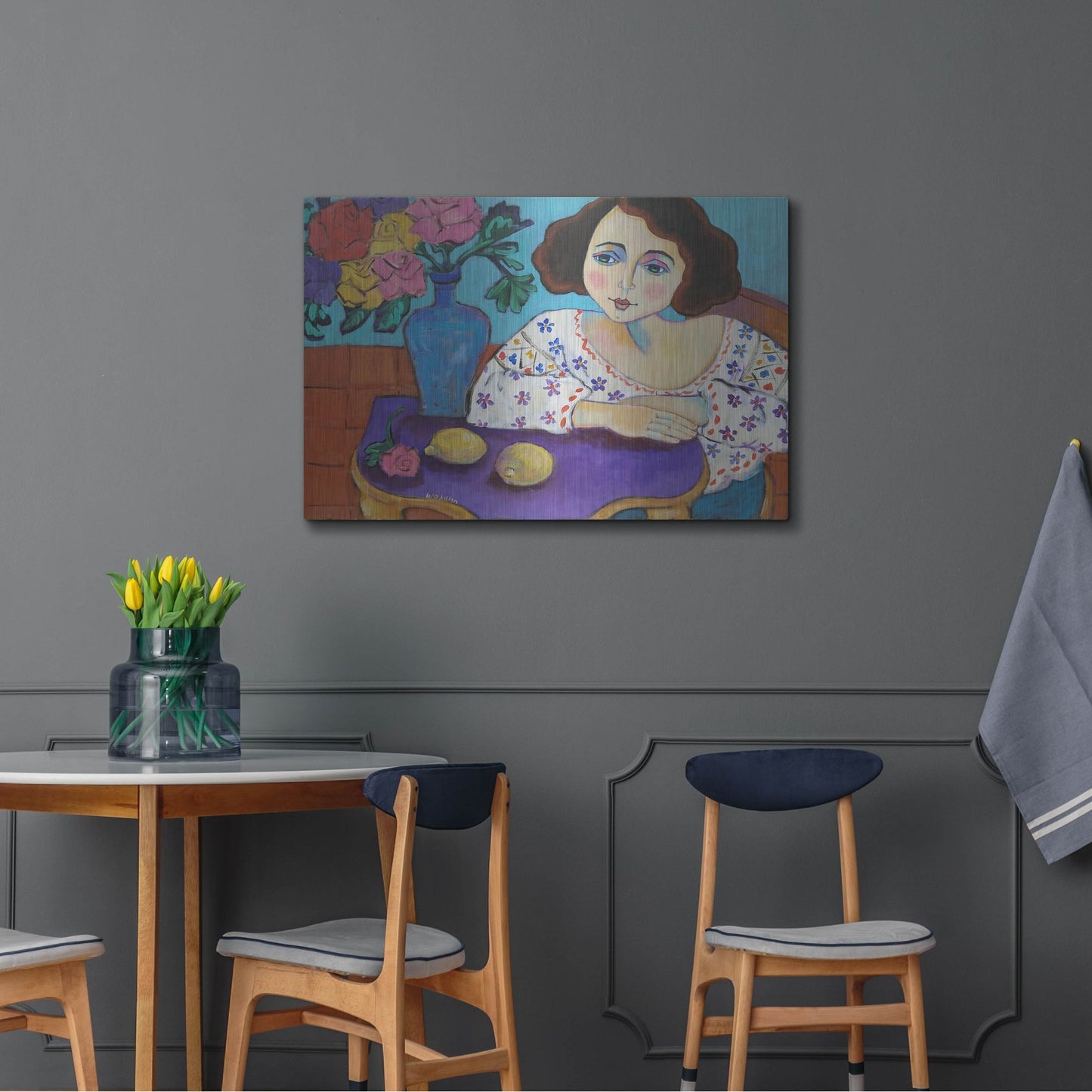 Luxe Metal Art 'Matisse Muse' by Holly Wojhan, Metal Wall Art,36x24