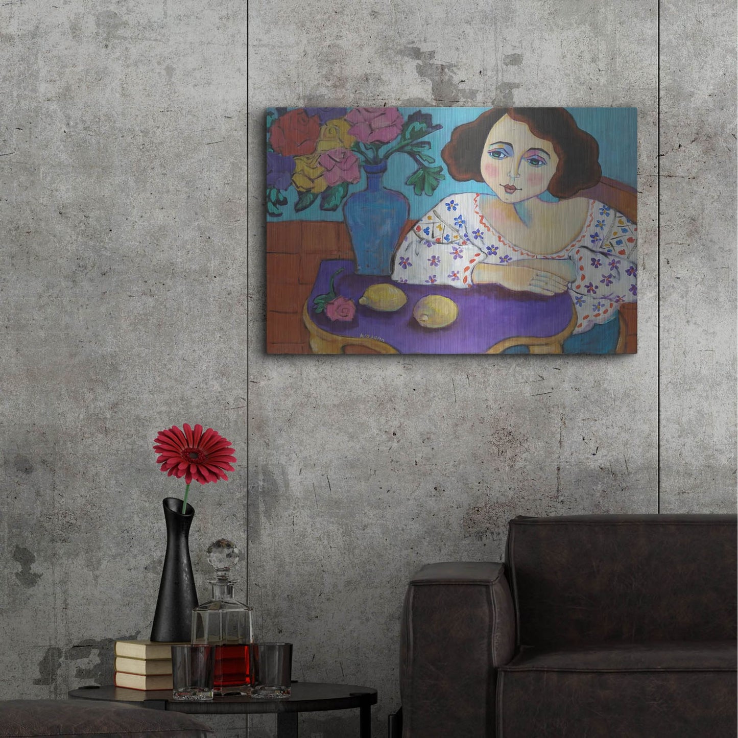 Luxe Metal Art 'Matisse Muse' by Holly Wojhan, Metal Wall Art,36x24