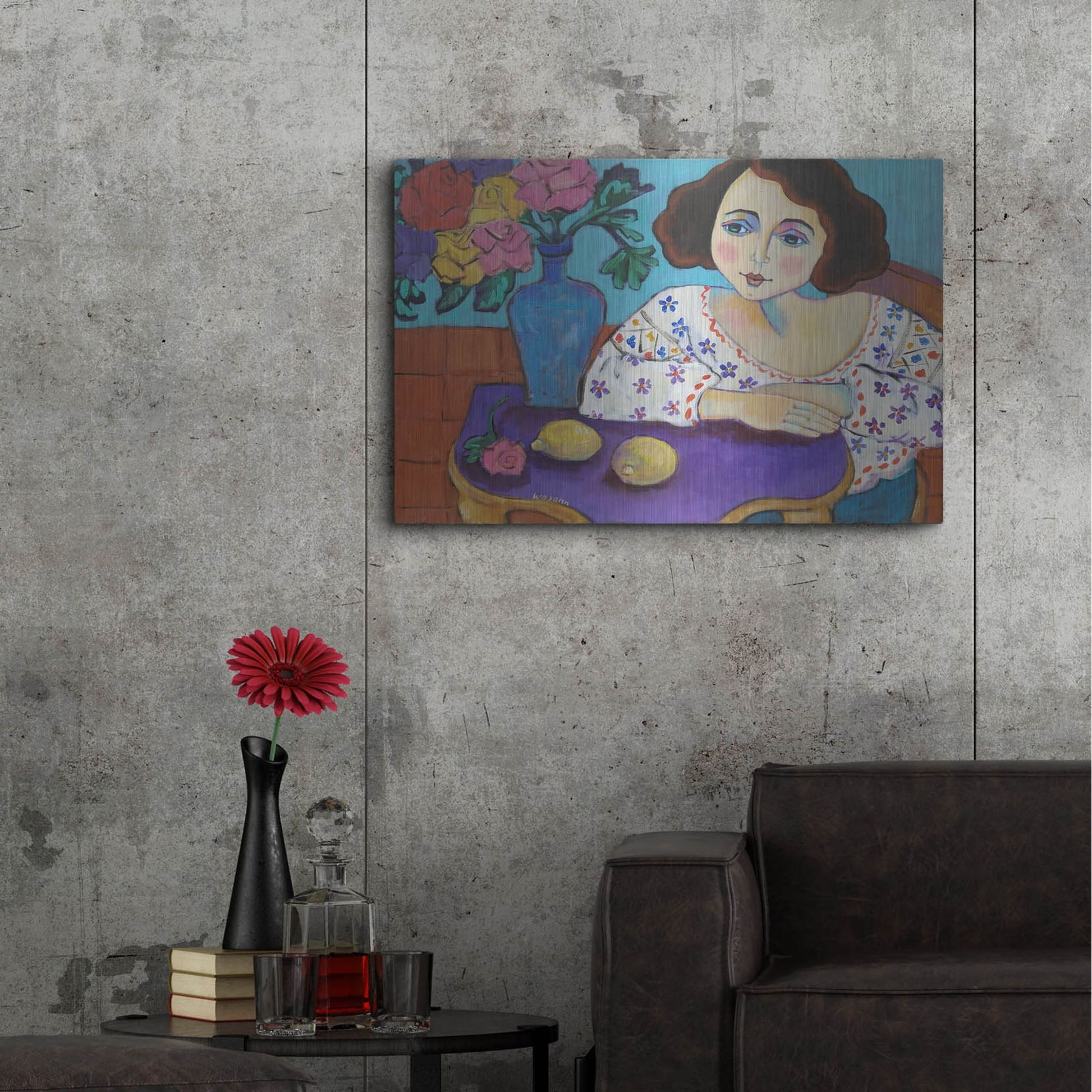 Luxe Metal Art 'Matisse Muse' by Holly Wojhan, Metal Wall Art,36x24