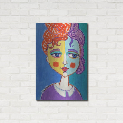 Luxe Metal Art 'Violet Haired' by Holly Wojhan, Metal Wall Art,24x36