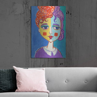 Luxe Metal Art 'Violet Haired' by Holly Wojhan, Metal Wall Art,24x36