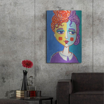Luxe Metal Art 'Violet Haired' by Holly Wojhan, Metal Wall Art,24x36