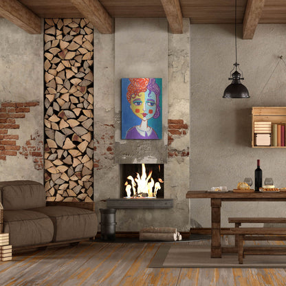 Luxe Metal Art 'Violet Haired' by Holly Wojhan, Metal Wall Art,24x36