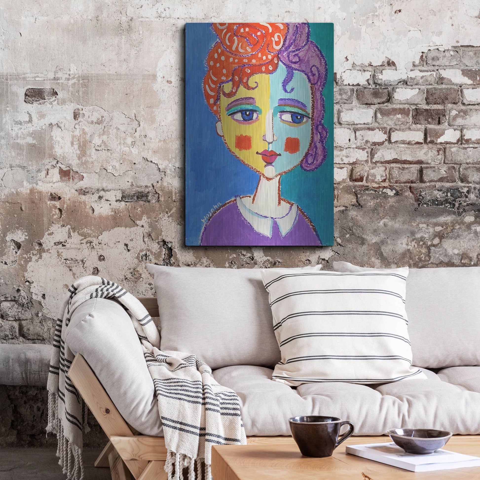 Luxe Metal Art 'Violet Haired' by Holly Wojhan, Metal Wall Art,24x36