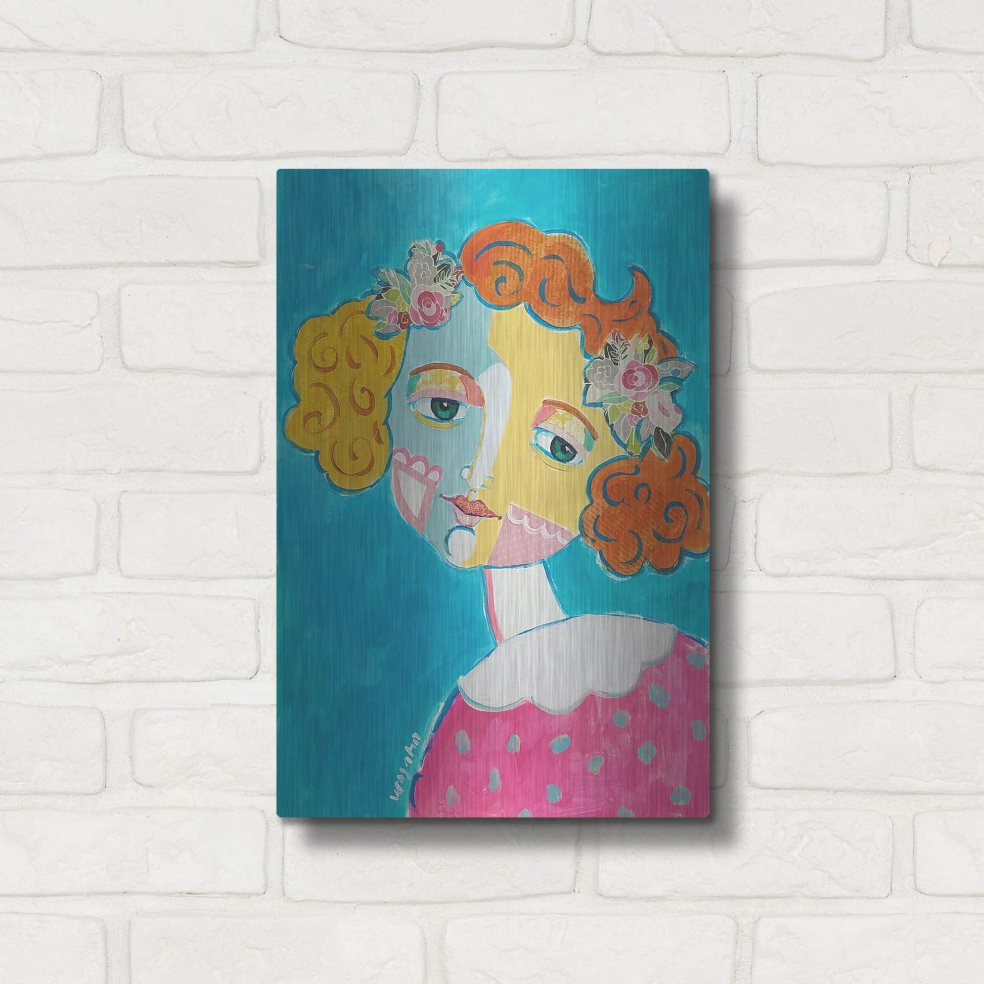 Luxe Metal Art 'Flower Head' by Holly Wojhan, Metal Wall Art,12x16