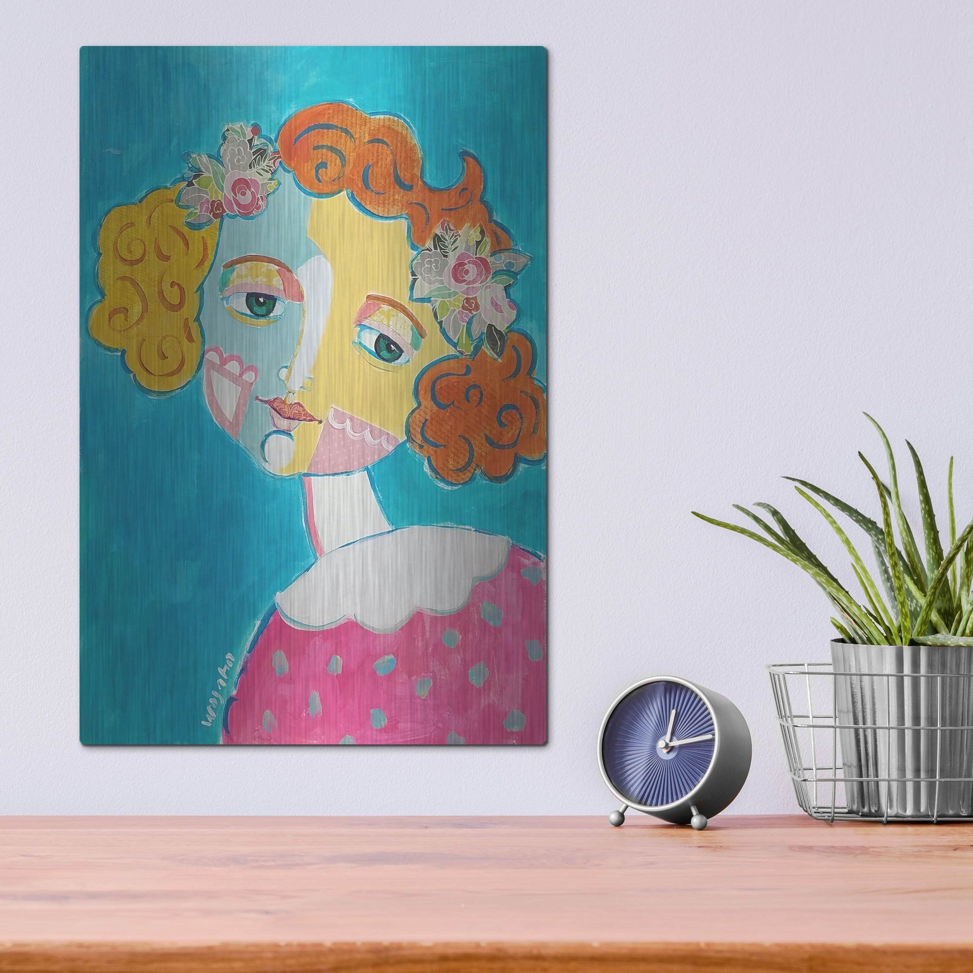 Luxe Metal Art 'Flower Head' by Holly Wojhan, Metal Wall Art,12x16