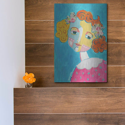 Luxe Metal Art 'Flower Head' by Holly Wojhan, Metal Wall Art,12x16