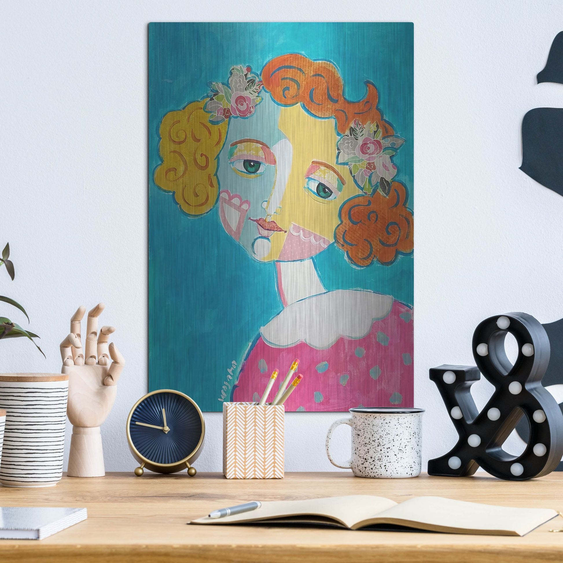 Luxe Metal Art 'Flower Head' by Holly Wojhan, Metal Wall Art,12x16