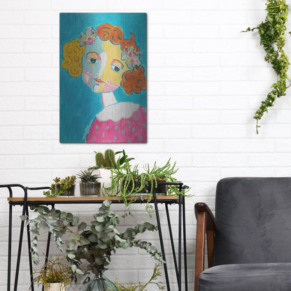 Luxe Metal Art 'Flower Head' by Holly Wojhan, Metal Wall Art,12x16