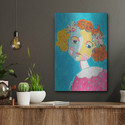 Luxe Metal Art 'Flower Head' by Holly Wojhan, Metal Wall Art,12x16