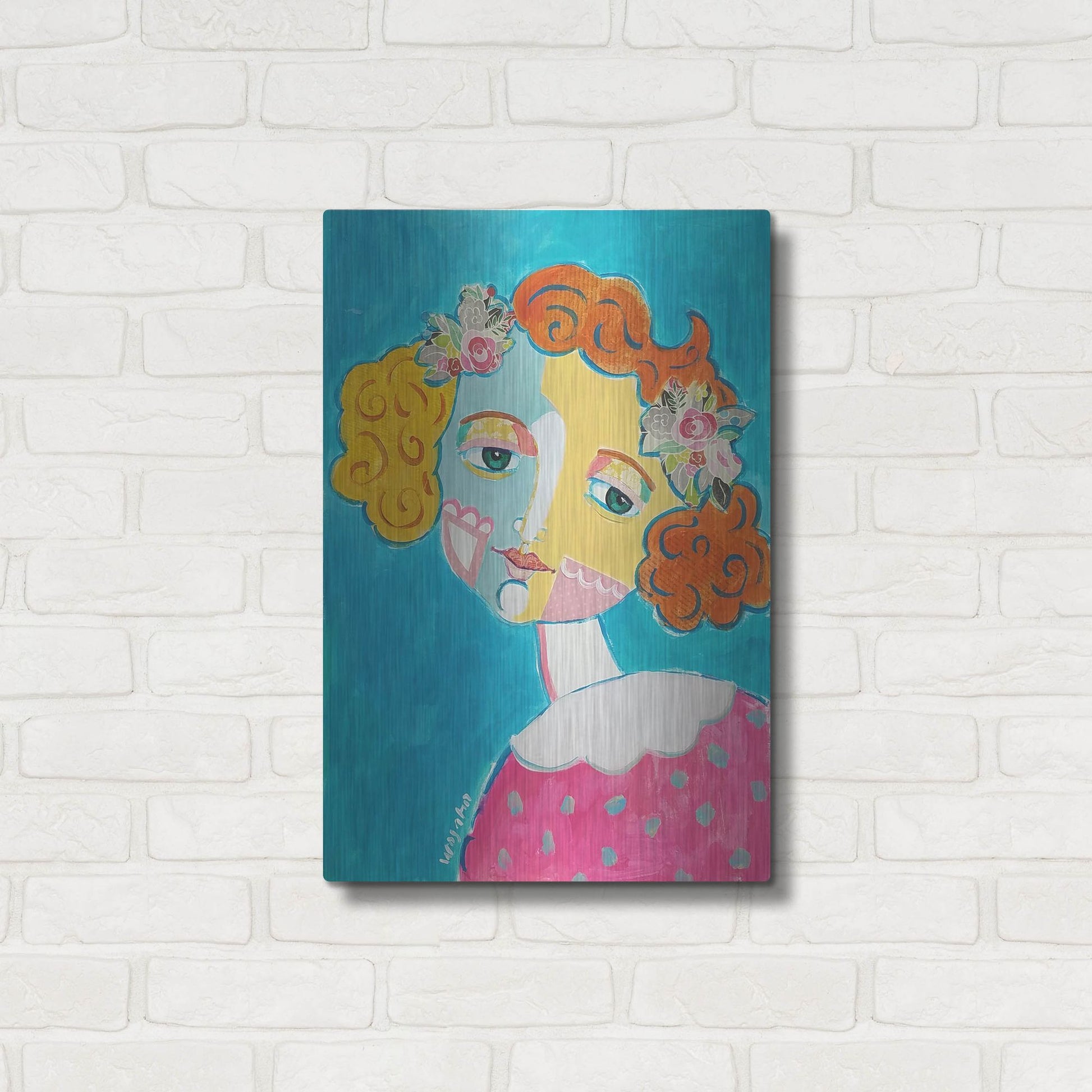 Luxe Metal Art 'Flower Head' by Holly Wojhan, Metal Wall Art,16x24