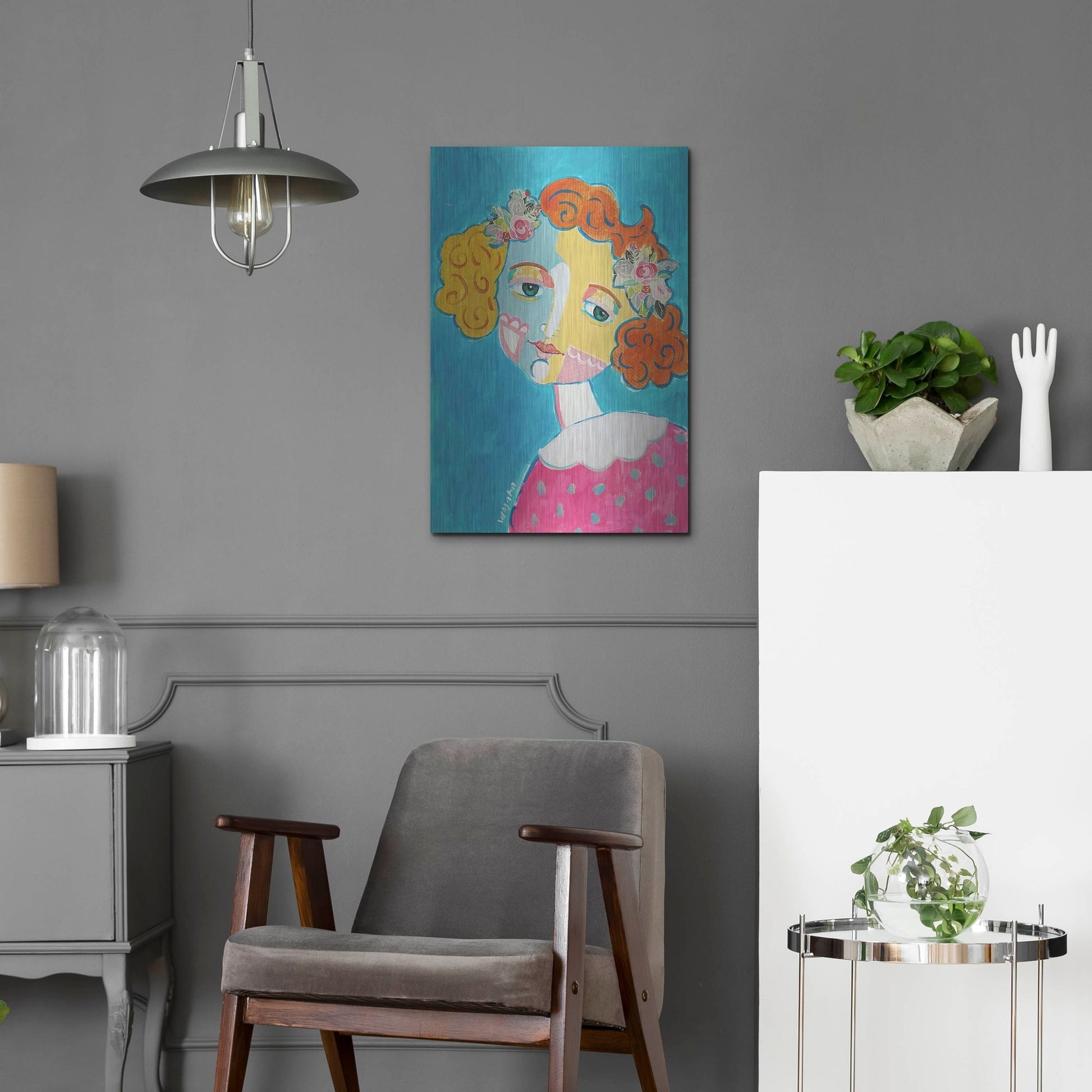 Luxe Metal Art 'Flower Head' by Holly Wojhan, Metal Wall Art,16x24