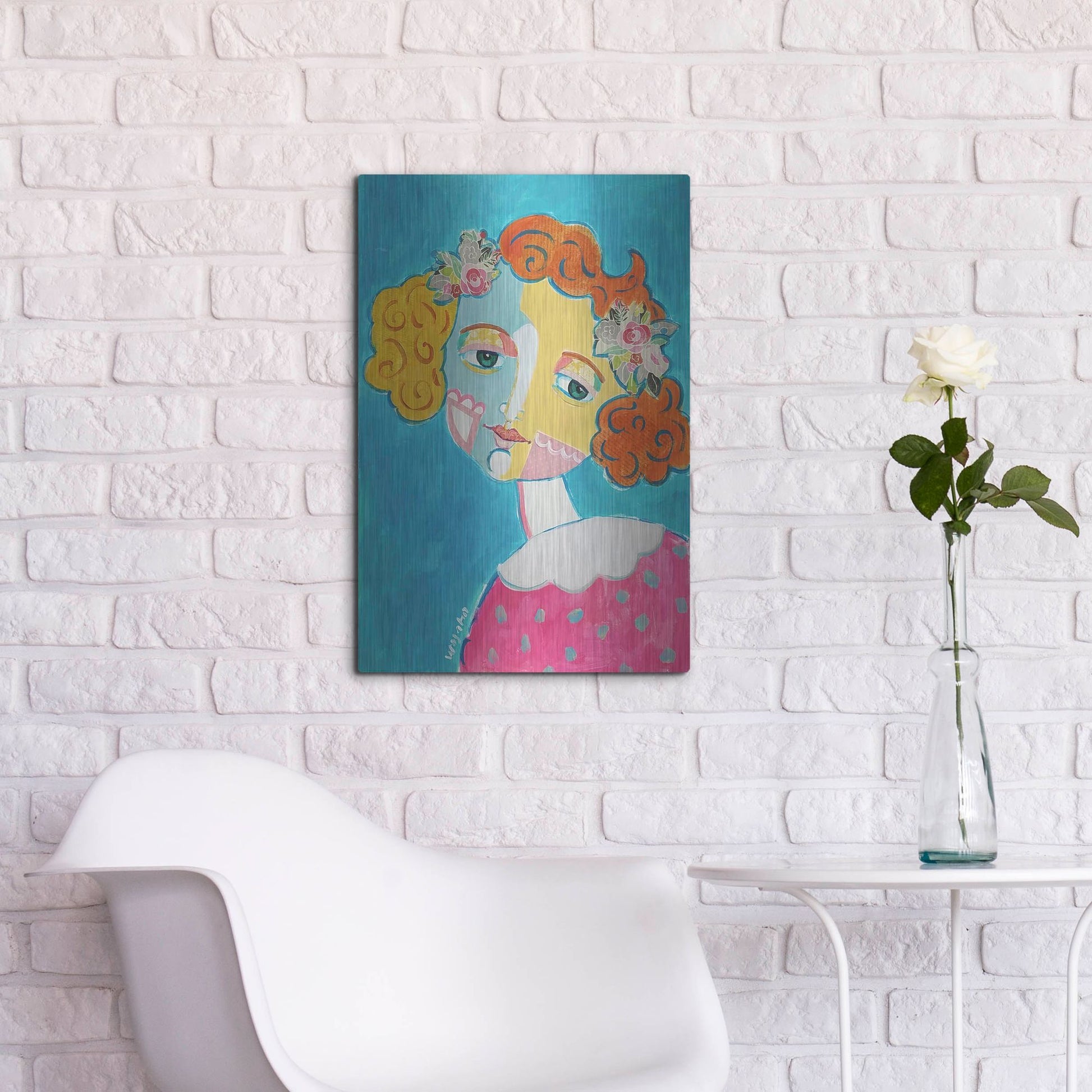 Luxe Metal Art 'Flower Head' by Holly Wojhan, Metal Wall Art,16x24