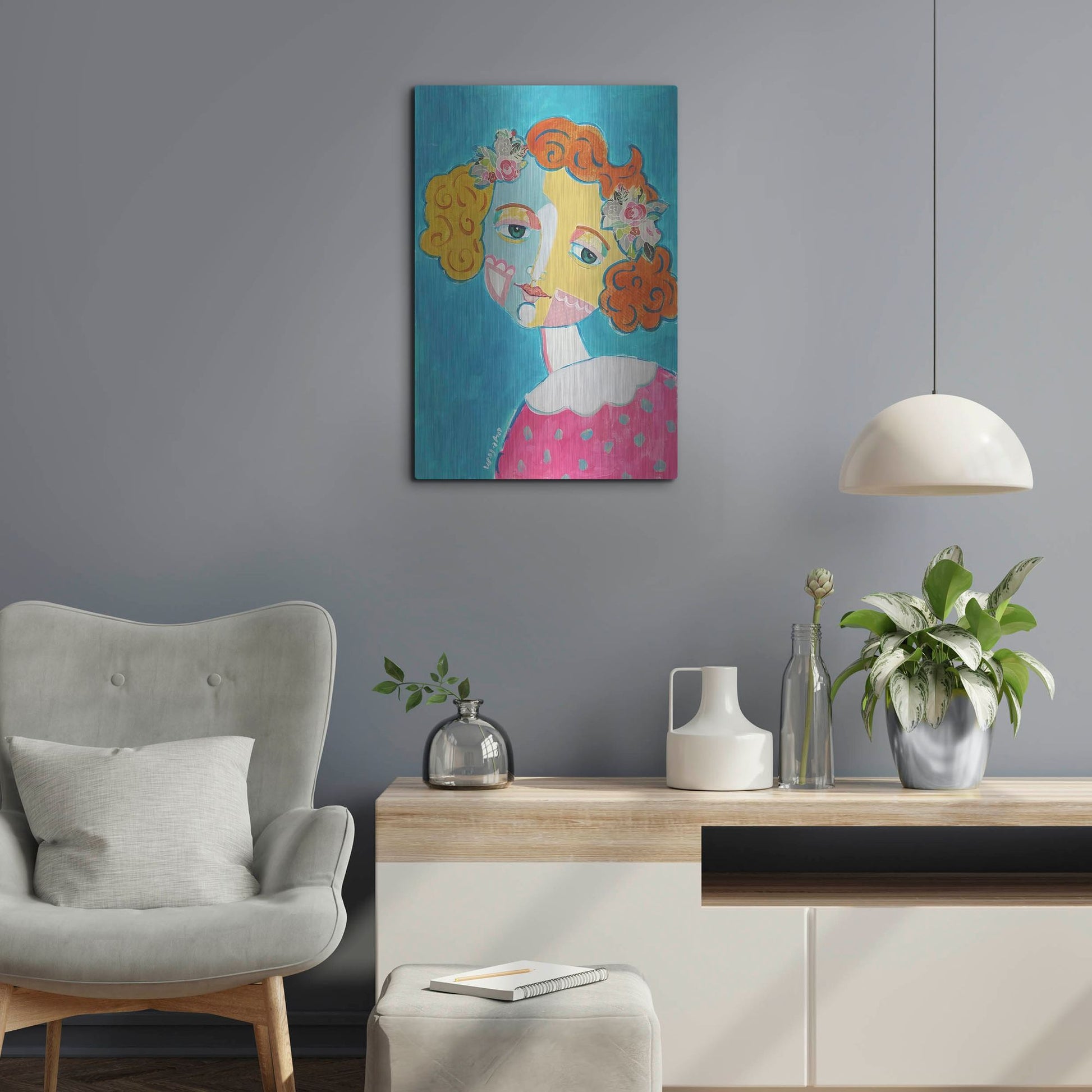 Luxe Metal Art 'Flower Head' by Holly Wojhan, Metal Wall Art,16x24