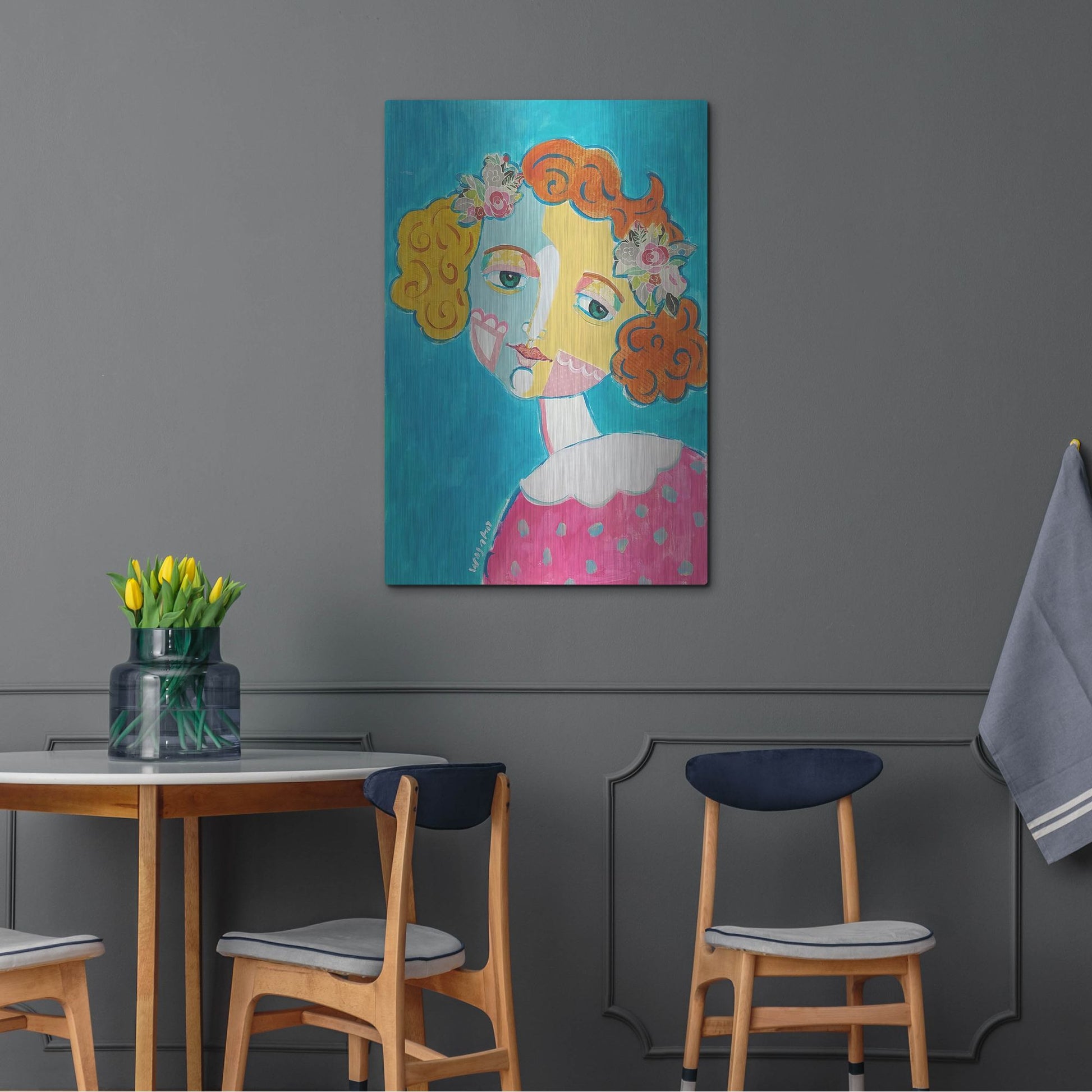 Luxe Metal Art 'Flower Head' by Holly Wojhan, Metal Wall Art,24x36