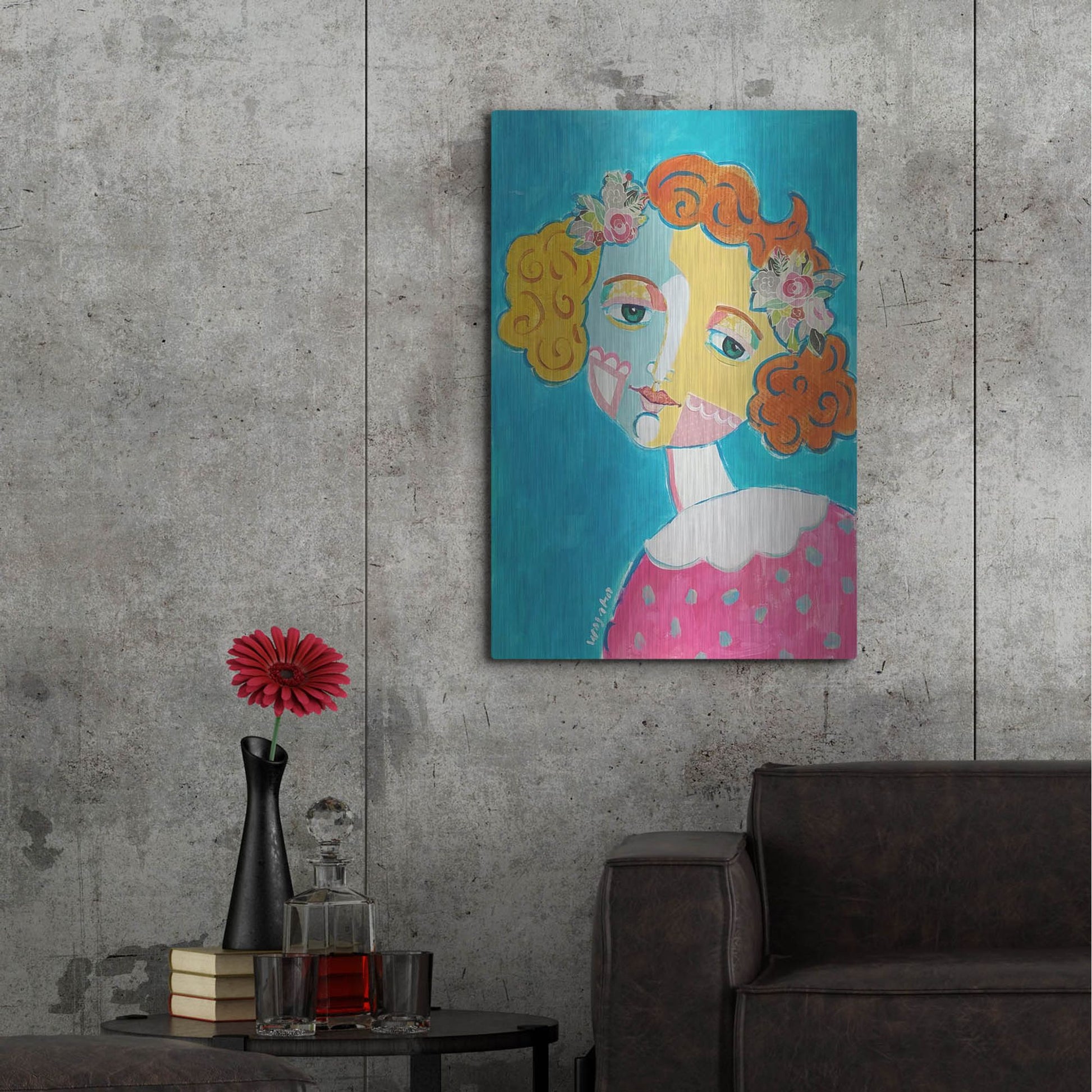 Luxe Metal Art 'Flower Head' by Holly Wojhan, Metal Wall Art,24x36