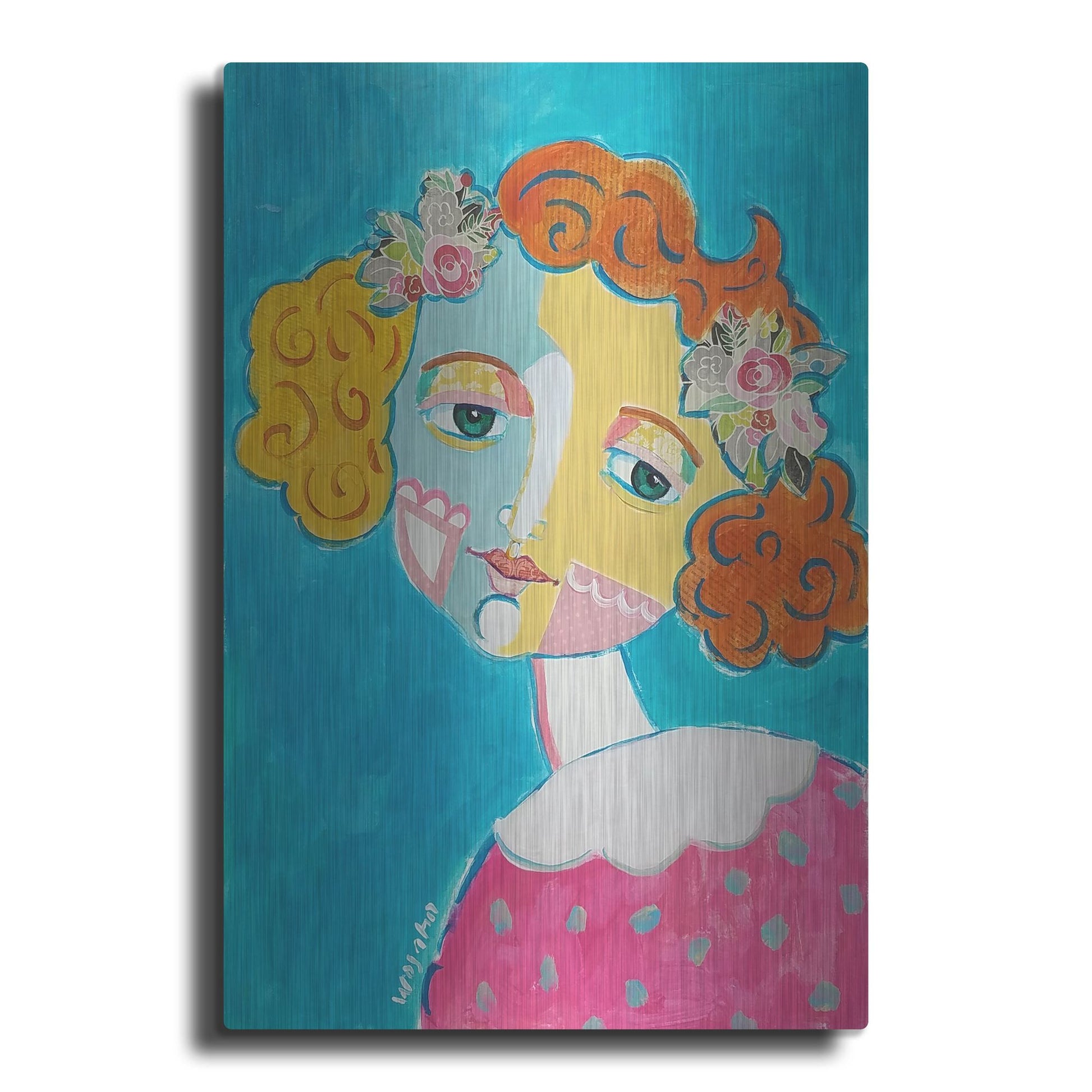 Luxe Metal Art 'Flower Head' by Holly Wojhan, Metal Wall Art