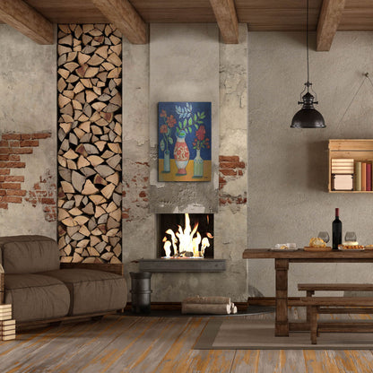 Luxe Metal Art 'More Flowers With Stripes' by Holly Wojhan, Metal Wall Art,24x36