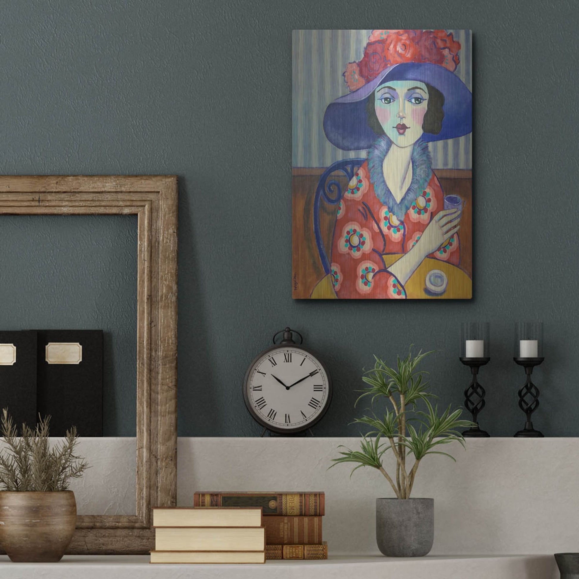 Luxe Metal Art 'Woman in Red' by Holly Wojhan, Metal Wall Art,12x16