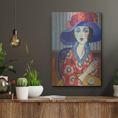 Luxe Metal Art 'Woman in Red' by Holly Wojhan, Metal Wall Art,12x16