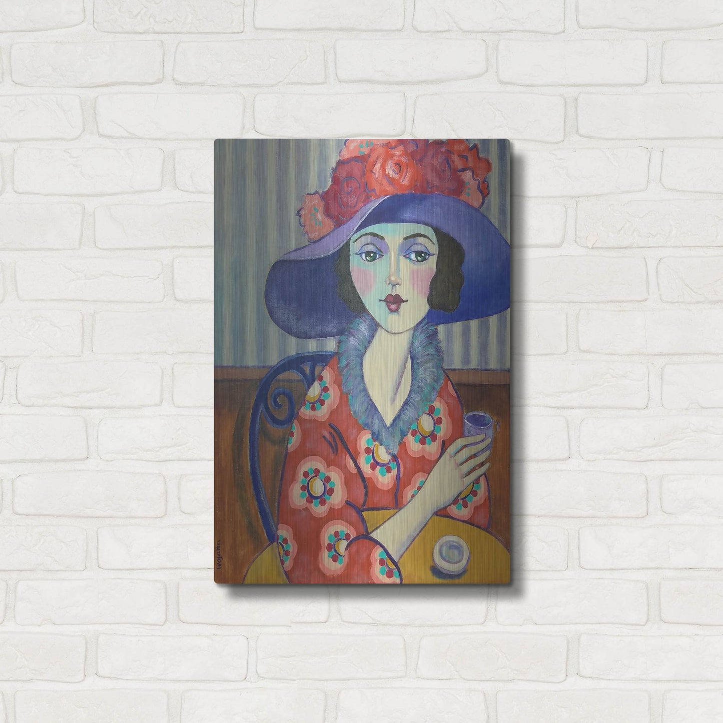 Luxe Metal Art 'Woman in Red' by Holly Wojhan, Metal Wall Art,16x24