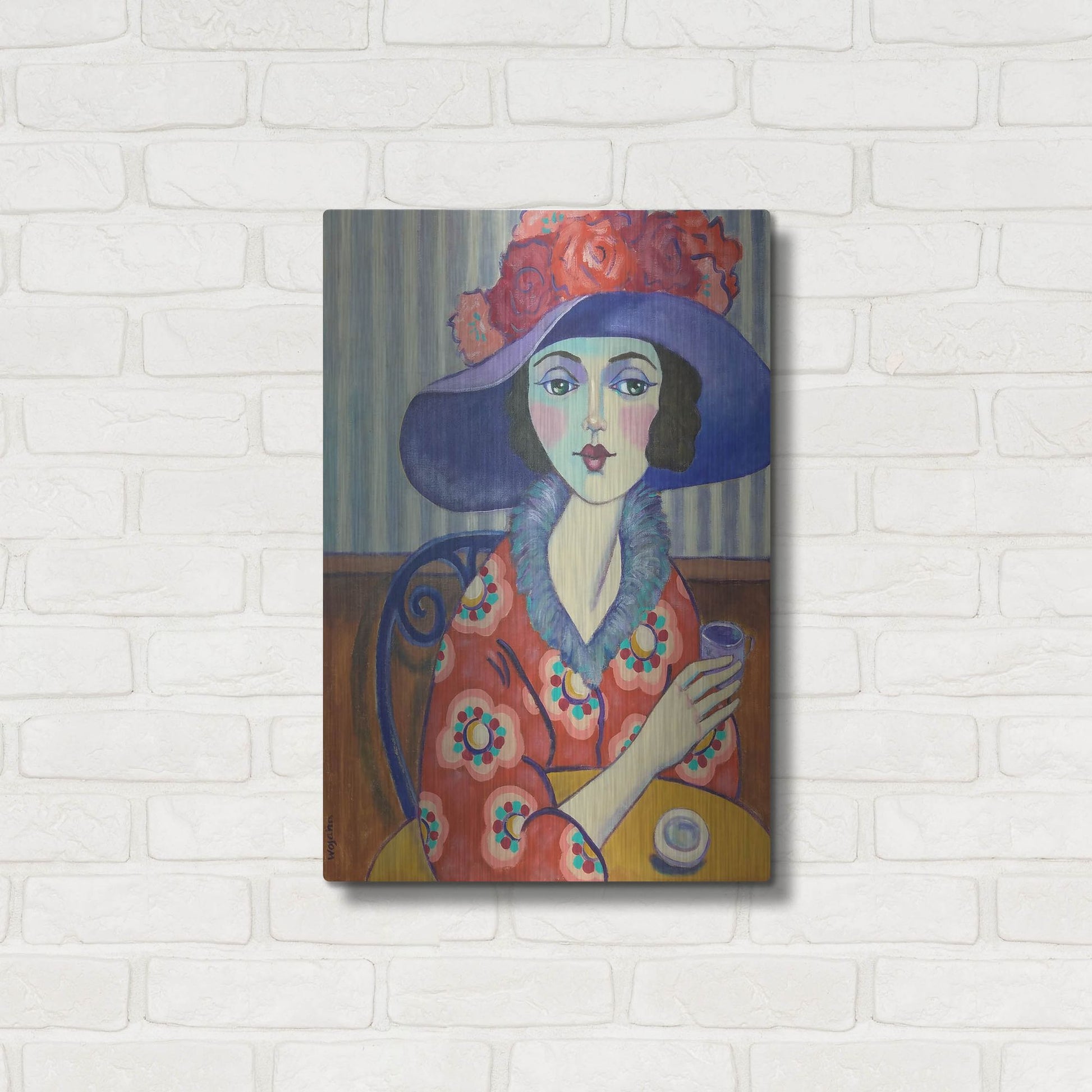 Luxe Metal Art 'Woman in Red' by Holly Wojhan, Metal Wall Art,16x24