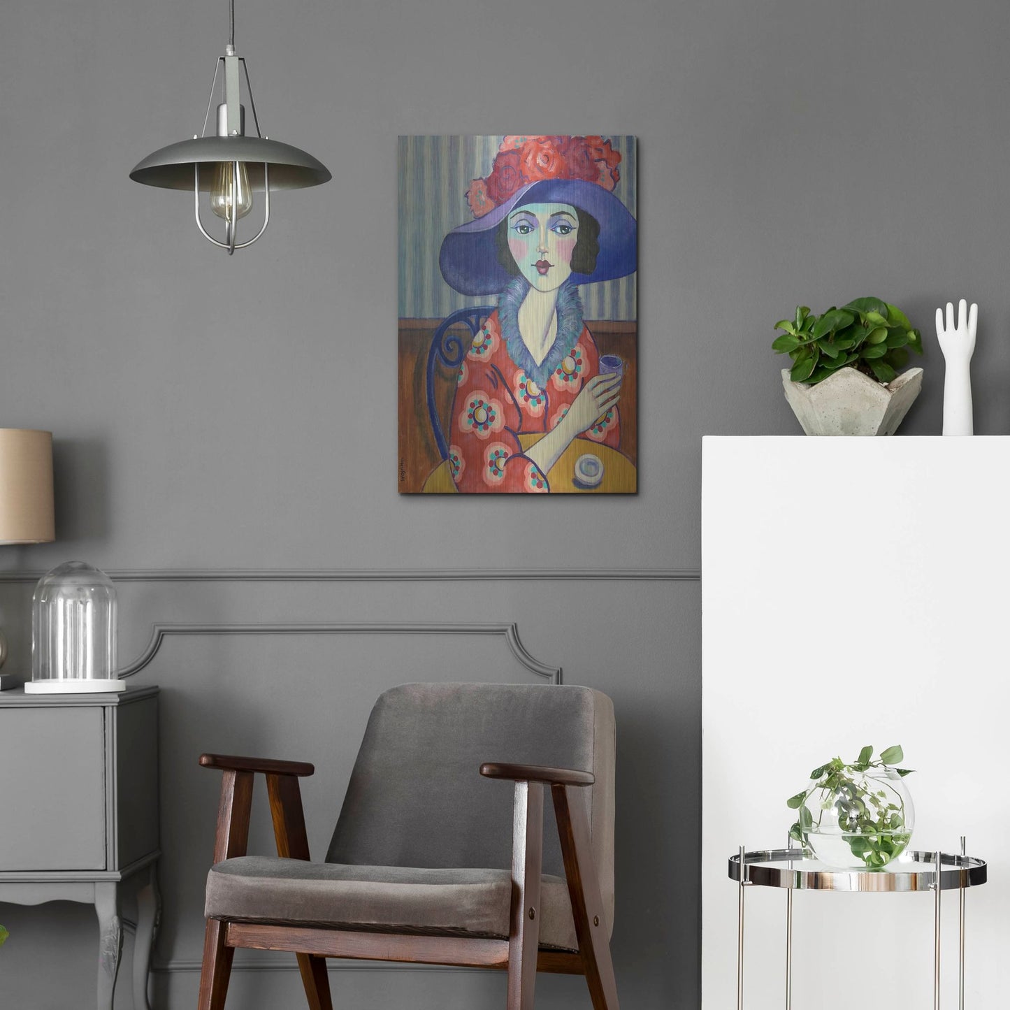 Luxe Metal Art 'Woman in Red' by Holly Wojhan, Metal Wall Art,16x24