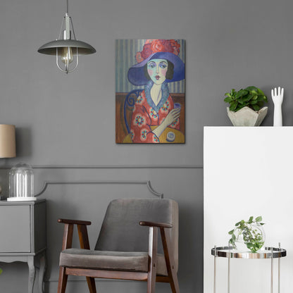 Luxe Metal Art 'Woman in Red' by Holly Wojhan, Metal Wall Art,16x24