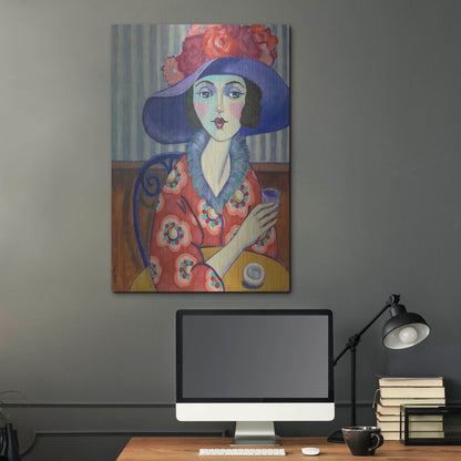 Luxe Metal Art 'Woman in Red' by Holly Wojhan, Metal Wall Art,24x36