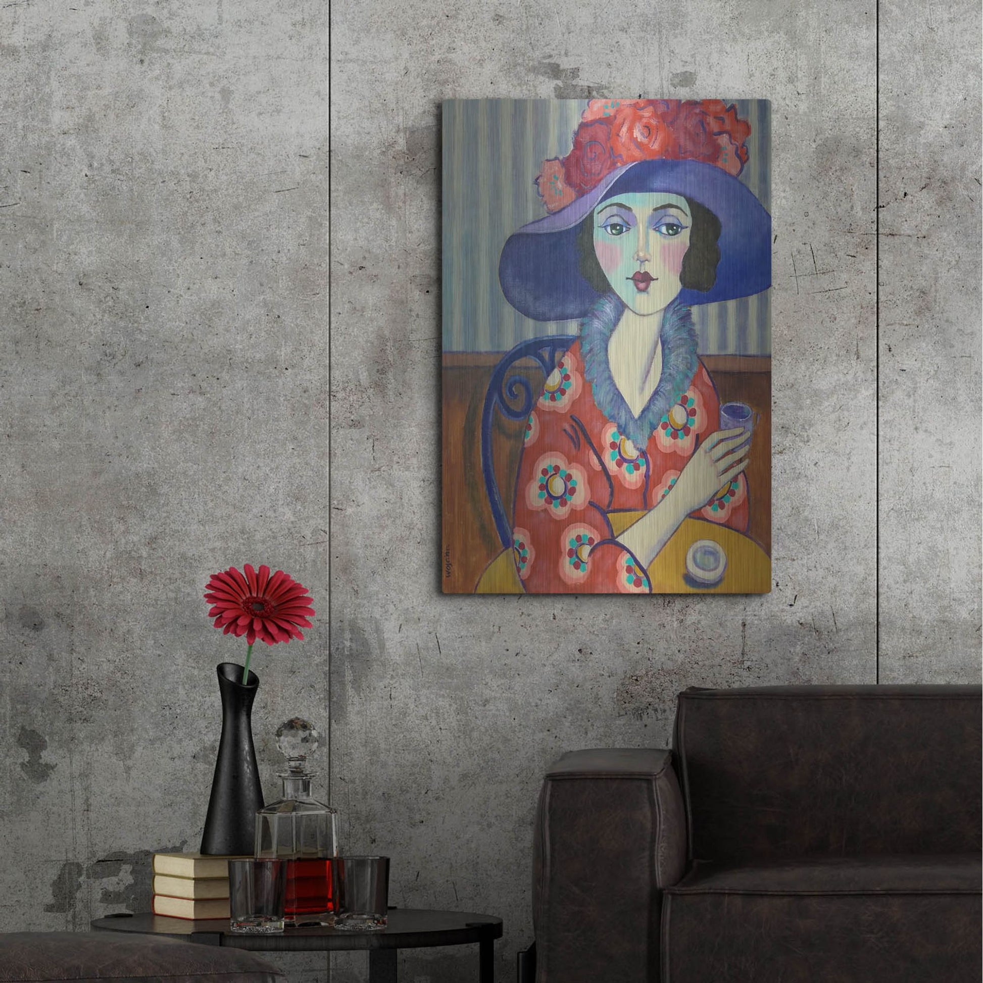 Luxe Metal Art 'Woman in Red' by Holly Wojhan, Metal Wall Art,24x36