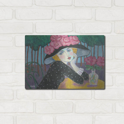 Luxe Metal Art 'Cafe Sous les Arbes' by Holly Wojhan, Metal Wall Art,16x12