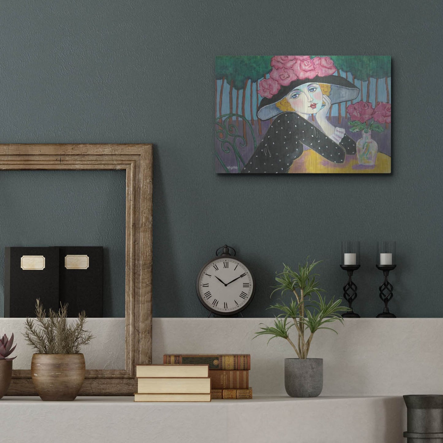 Luxe Metal Art 'Cafe Sous les Arbes' by Holly Wojhan, Metal Wall Art,16x12