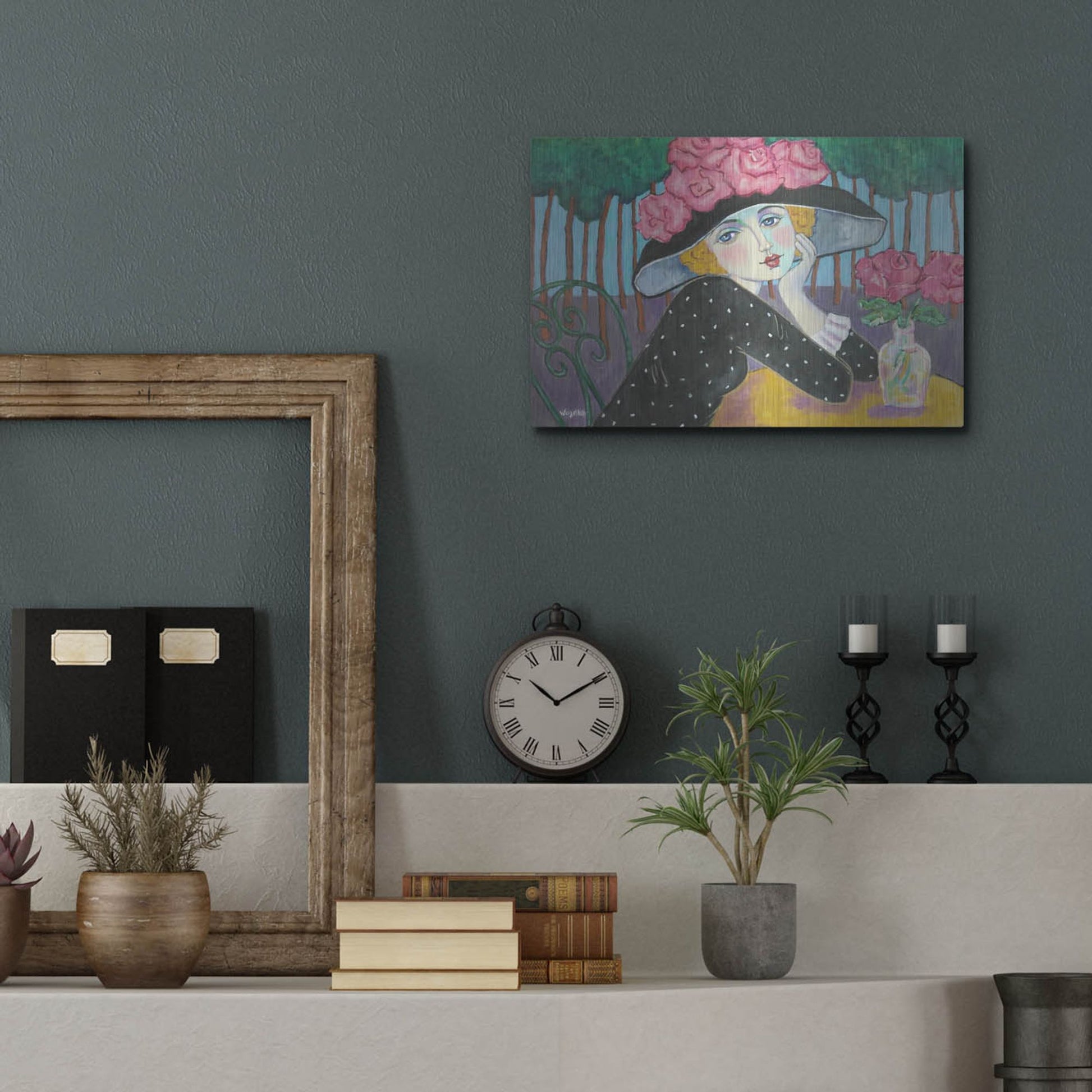 Luxe Metal Art 'Cafe Sous les Arbes' by Holly Wojhan, Metal Wall Art,16x12