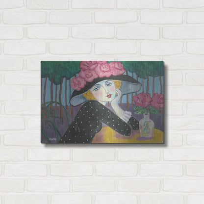 Luxe Metal Art 'Cafe Sous les Arbes' by Holly Wojhan, Metal Wall Art,24x16